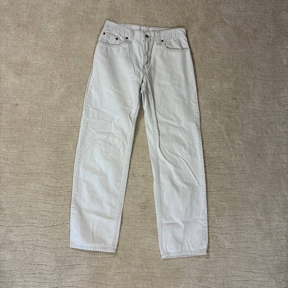 Vintage 90s Levi's 555 Womens 6R M Guys Fit Baggy Low Rise Wide Leg Khaki Jeans